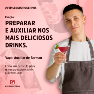 Vaga para Auxiliar de Barman