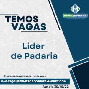 Vaga de Emprego para Lider de Padaria