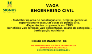Vaga para Engenheiro Civil