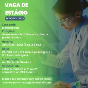 Vaga de Estágio em Biomedicina