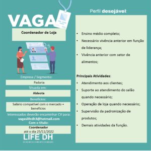 Vaga para Coordenador de Loja