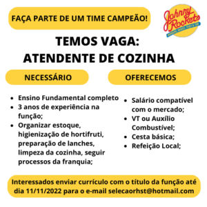 Vaga de Emprego para Atendente de Cozinha