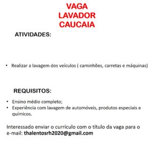 Vaga para Lavador