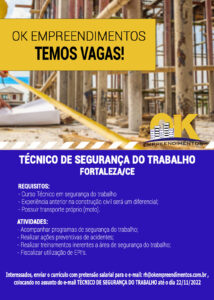 Vaga para Tecnico de segurança do trabalho