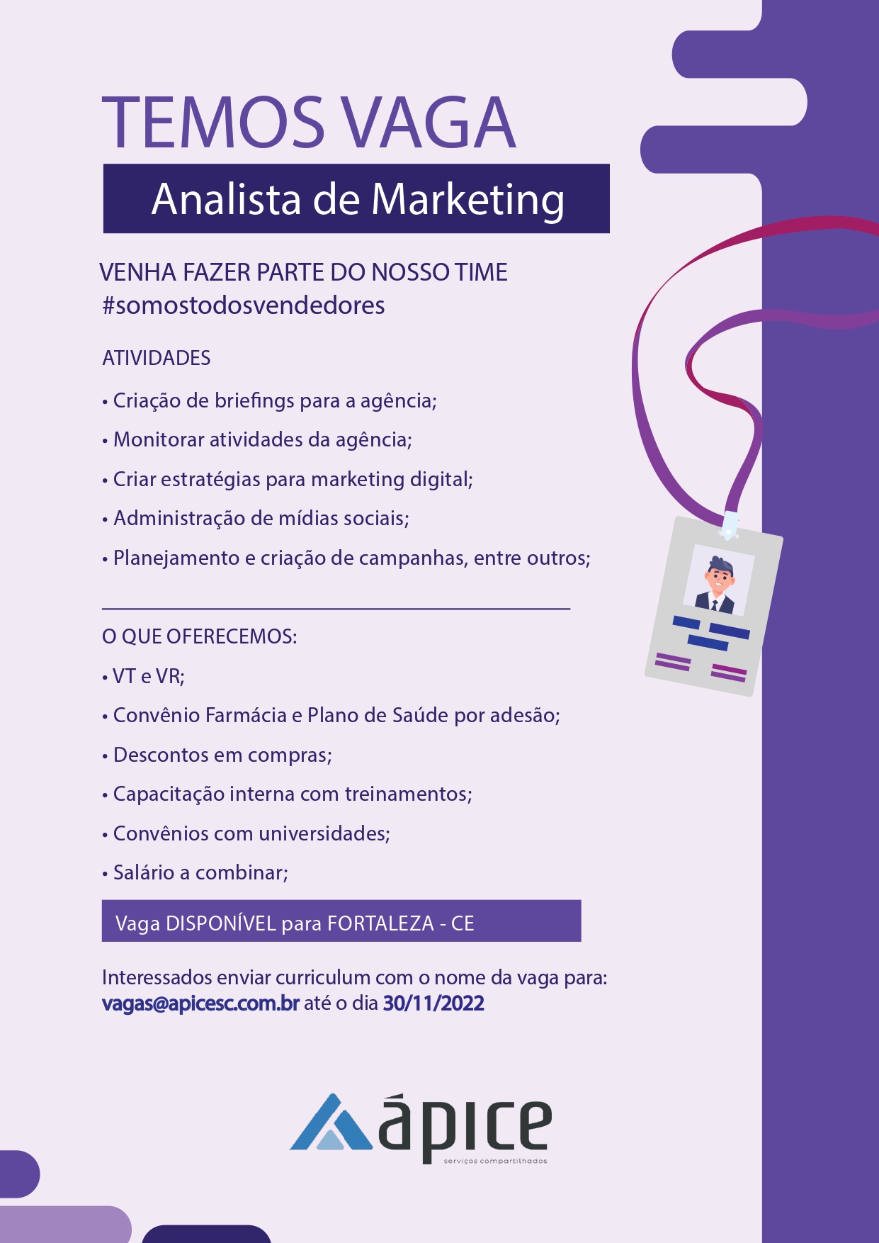 Vaga para Analista de Marketing