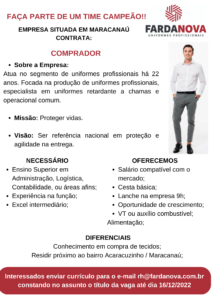 Vaga de emprego para Comprador
