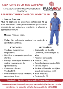 Vaga para Representante Comercial
