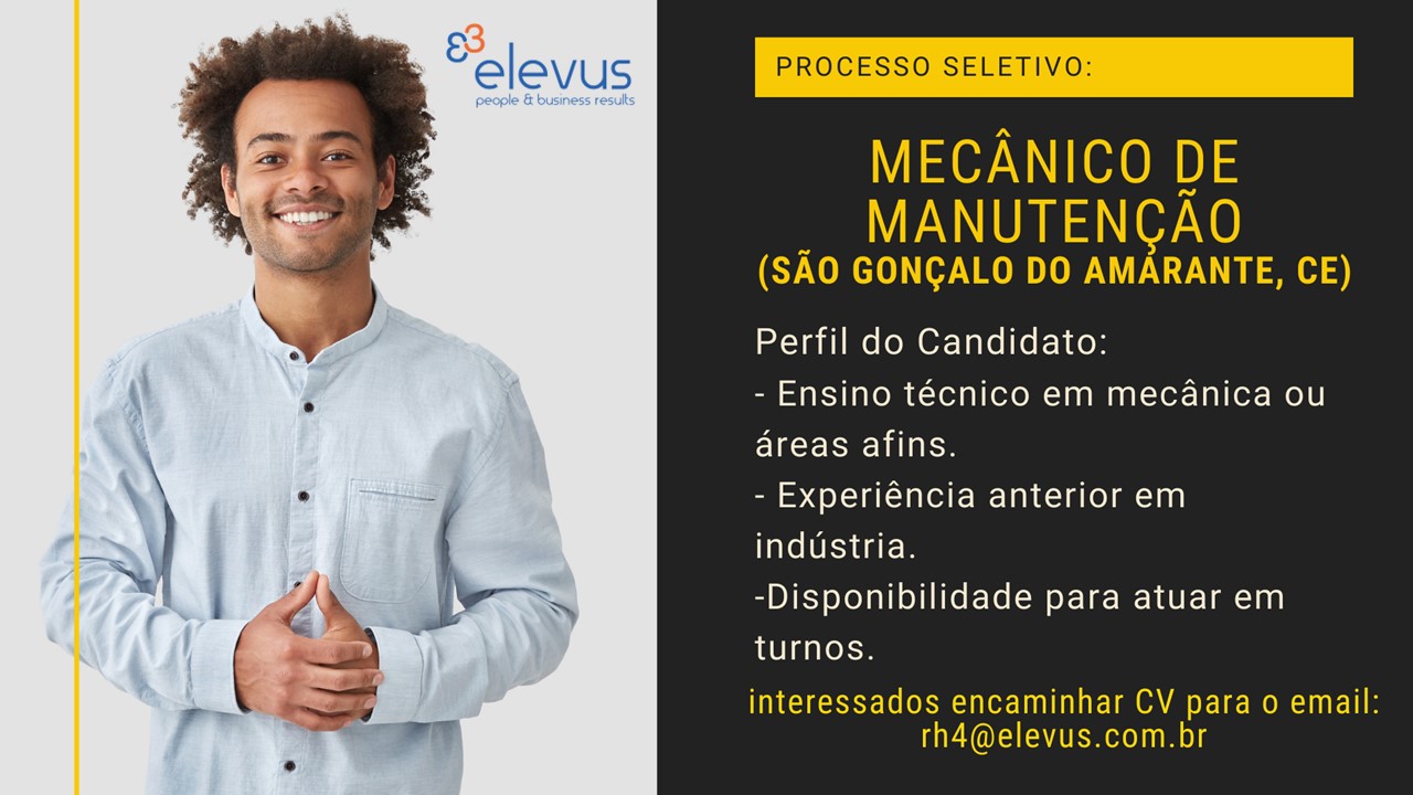 Vagade Emprego para Mecanico de Manutençao