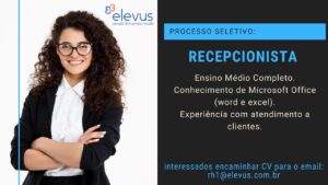 Vaga de emprego para Recepcionista