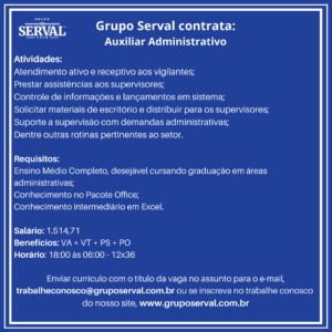 Vaga para Auxiliar Adminstrativo