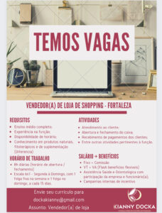 Vaga para Vendedor de Loja em Shopping