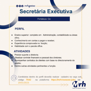 Vaga para Secretária Executiva