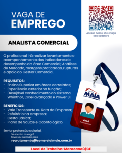 Vaga para Analista Comercial