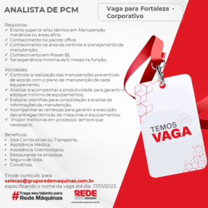Vaga para Analista de PCM
