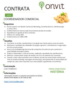 Vaga para Coordenador Comercial