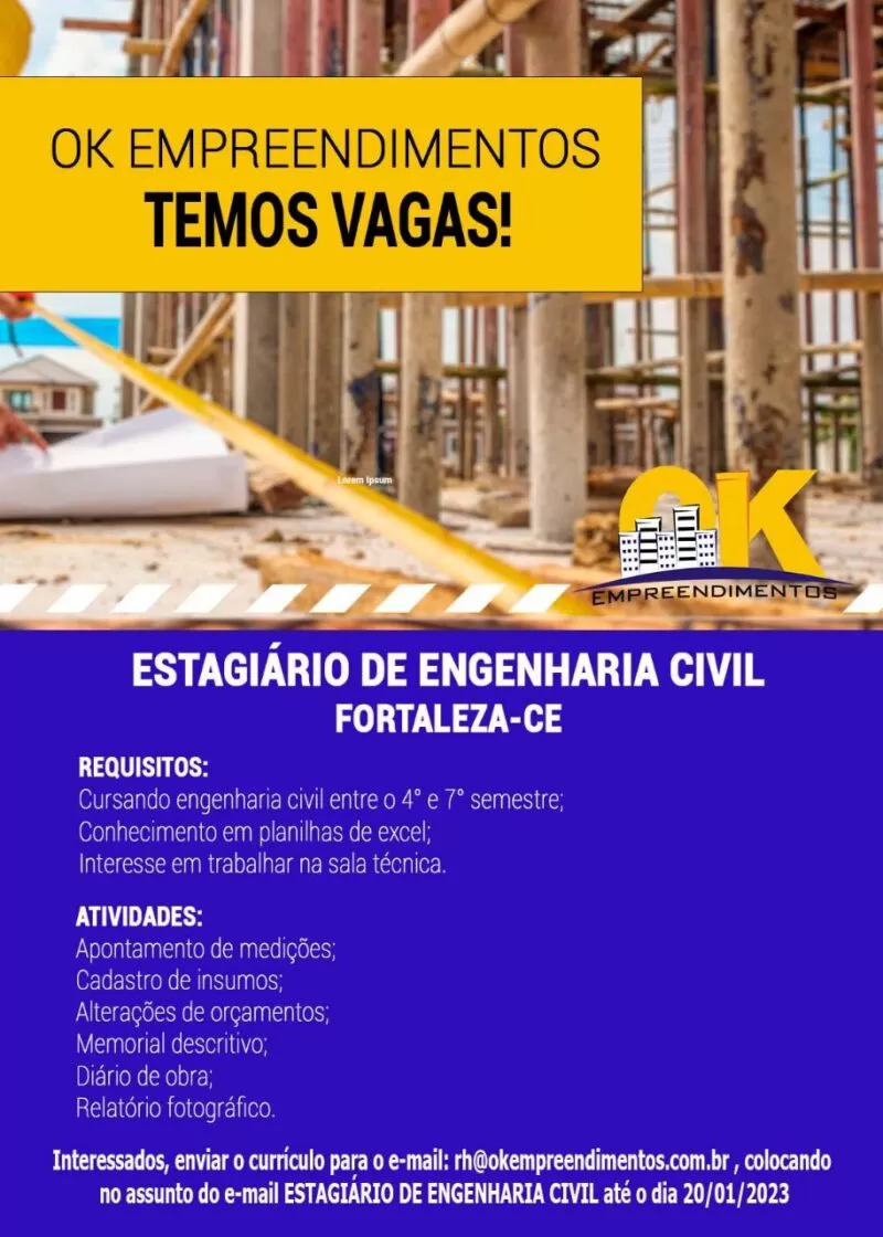 Vaga de Estagio em Engenharia Civil - Portal Vagas