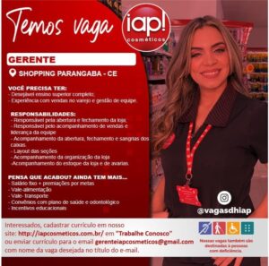 Vaga para Gerente de Loja Iap