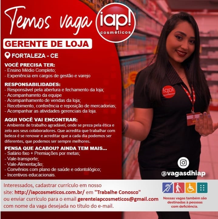 Vaga para Gerente de Loja