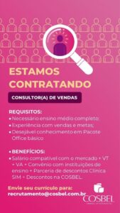 Vaga para Consultor de Vendas