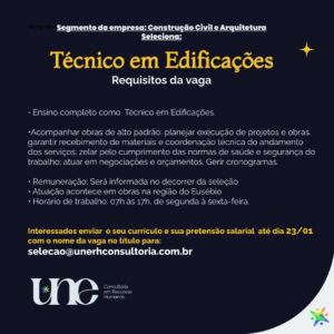 Vaga para Técnico em Edificaçoes