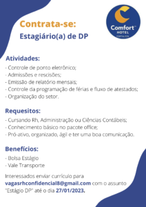 Vaga de Estágio de Departamento Pessoal