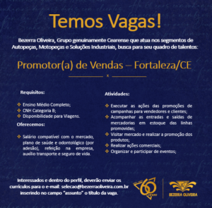 Vaga para Promotor de Vendas