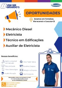 Vagas para MEcanico a Diesel , Eletricista , Técnico em Edificações e Auxiliar de Eletricista