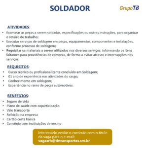 Vaga para Soldador