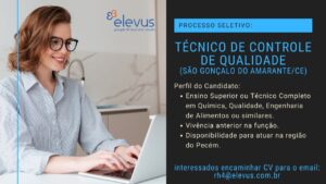 Vaga para Tecnico de Controle de Qualidade