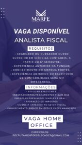 Vaga para Analista Fiscal Home Office