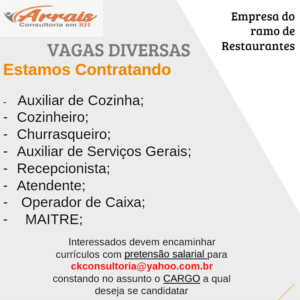Diversas Vagas para Restaurante