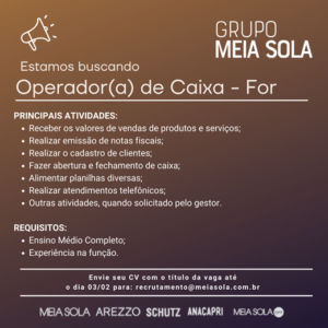 Vaga para Operador de Caixa