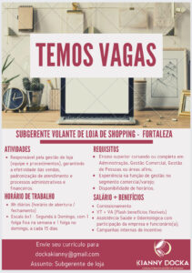 Vaga para Subgerente de Loja - Volante