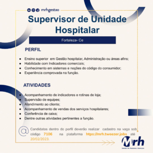 Vaga para Supervisor de Unidade Hospitalar