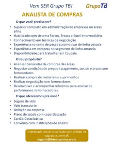 Vaga para Analista de Compras