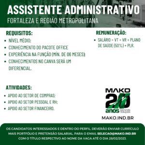 Vaga para Assistente Adminstrativo