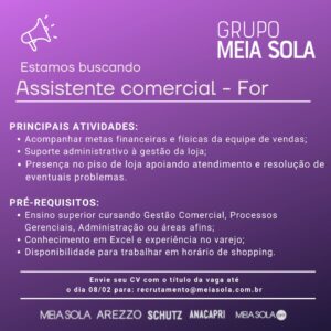 Vaga para Assistente Comercial