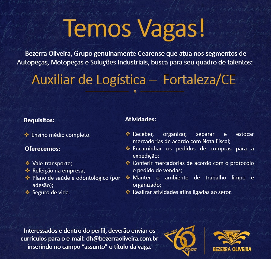 Vaga para Auxiliar de Logistica