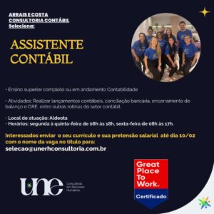 Vaga para Assistente Contábil