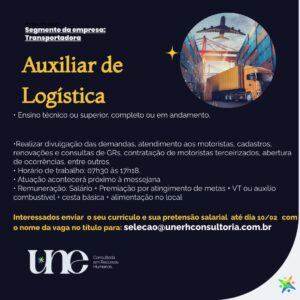 Vaga para Auxiliar de Logistica