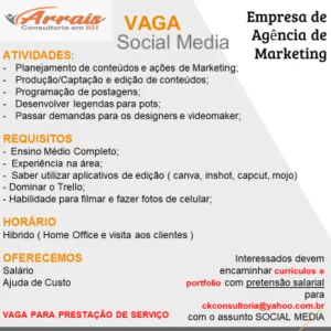 Vaga para Social Media
