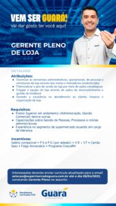 Vaga para Gerente de Loja