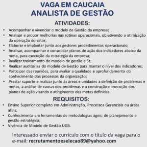 Vga para Analista de Gente e Gestão