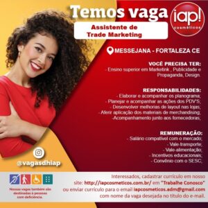 Vaga para Assistente de Trade Marketing