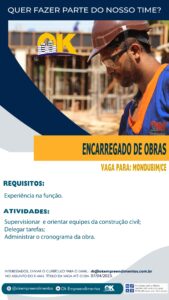 Vagas para Encarregado de Obras