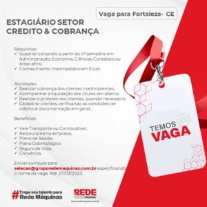 Vaga de Estágio Credito e Cobrança