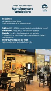 Vaga para Atendimento e Vendedora