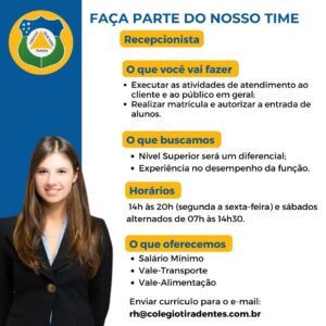 Vaga para Recepcionista