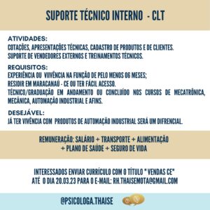 Vaga para Suporte Técnico