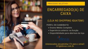 Vaga para Encarregado de Caixa